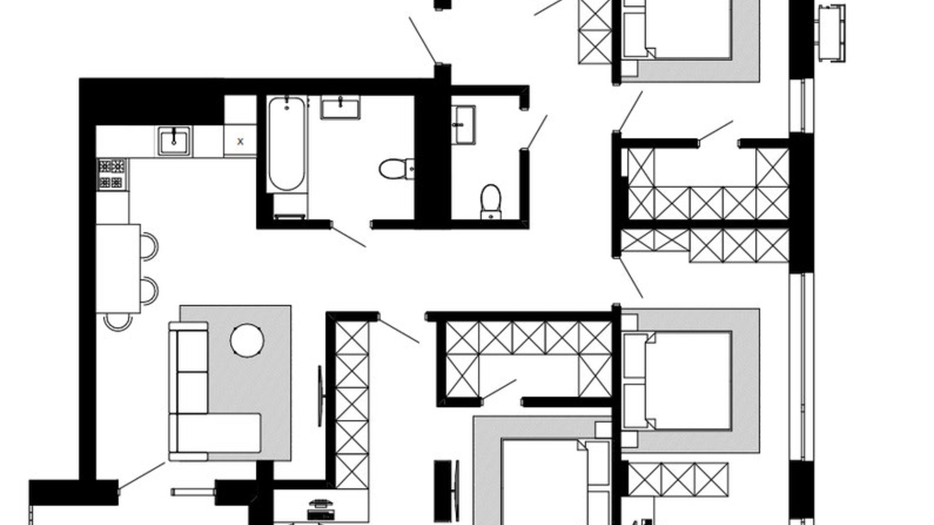 Планировка 3-комнатной квартиры в ЖК Шведский квартал 117.07 м², фото 619191