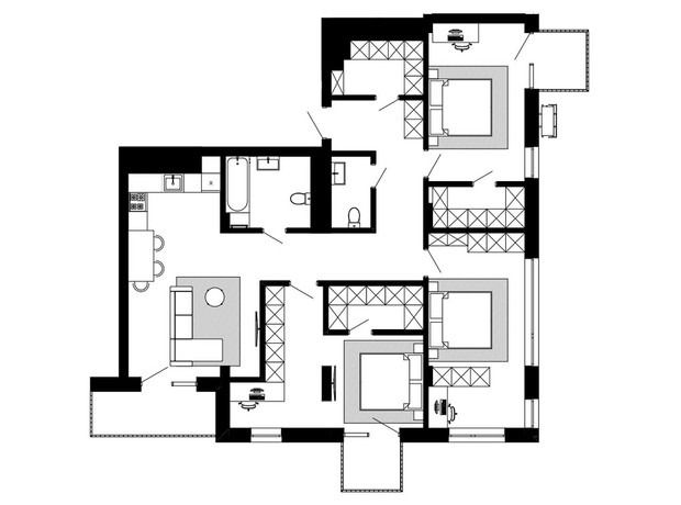 ЖК Шведський квартал: планування 3-кімнатної квартири 117.07 м²