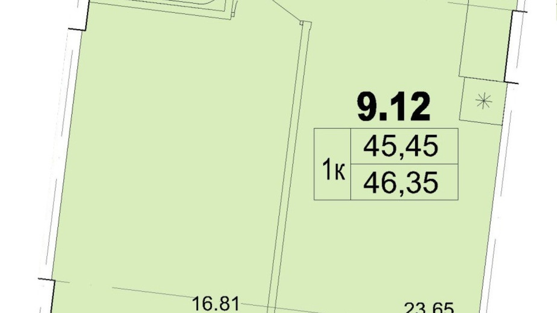 Планировка 1-комнатной квартиры в Апарт-комплекс Итака 46.35 м², фото 619298