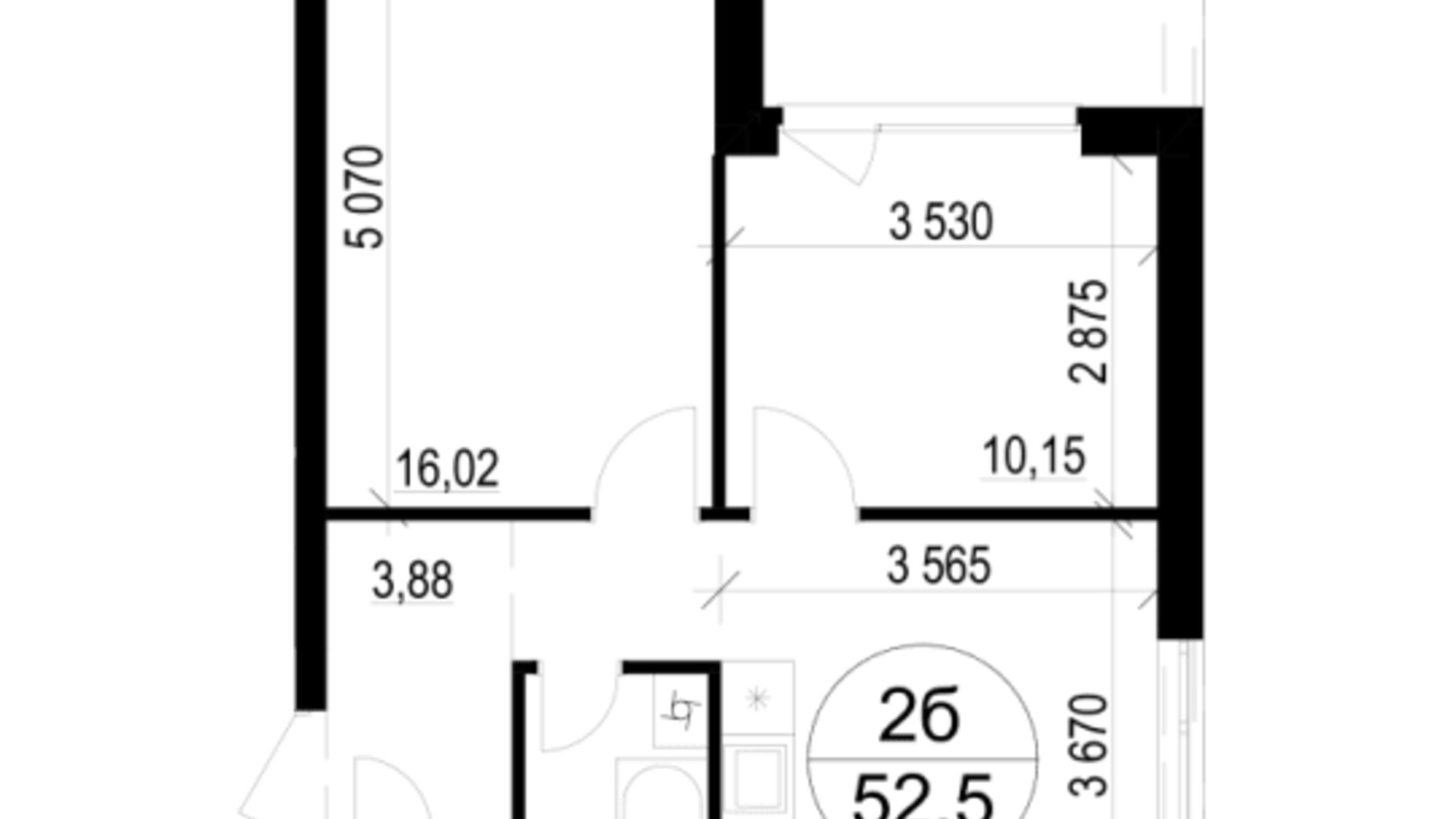 Планировка 1-комнатной квартиры в ЖК Гринвуд-4 60.9 м², фото 619313