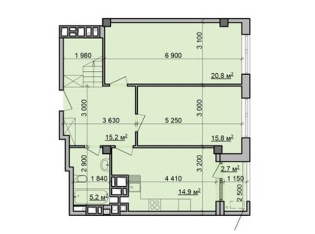 ЖК Октава: планировка 3-комнатной квартиры 150.95 м²