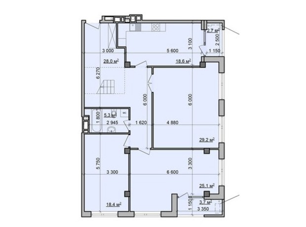 ЖК Октава: планировка 4-комнатной квартиры 207.84 м²
