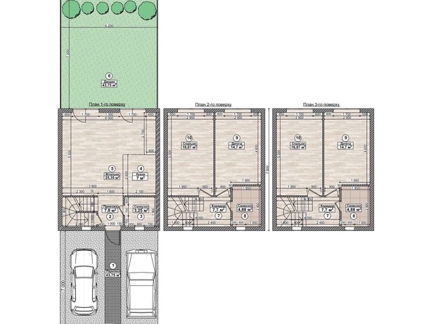 Таунхаус Sanville Park: планування 4-кімнатної квартири 133 м²