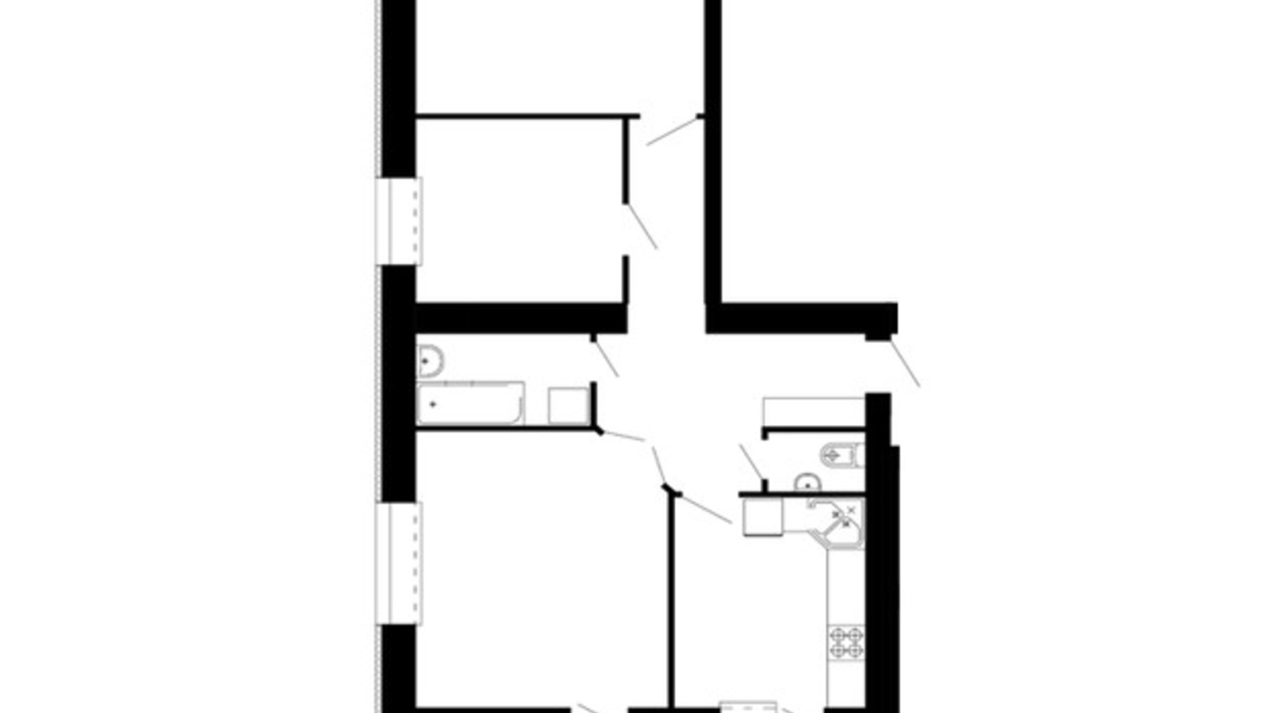 Планировка 3-комнатной квартиры в ЖК ул. Стадниковой, 40а 77 м², фото 620325