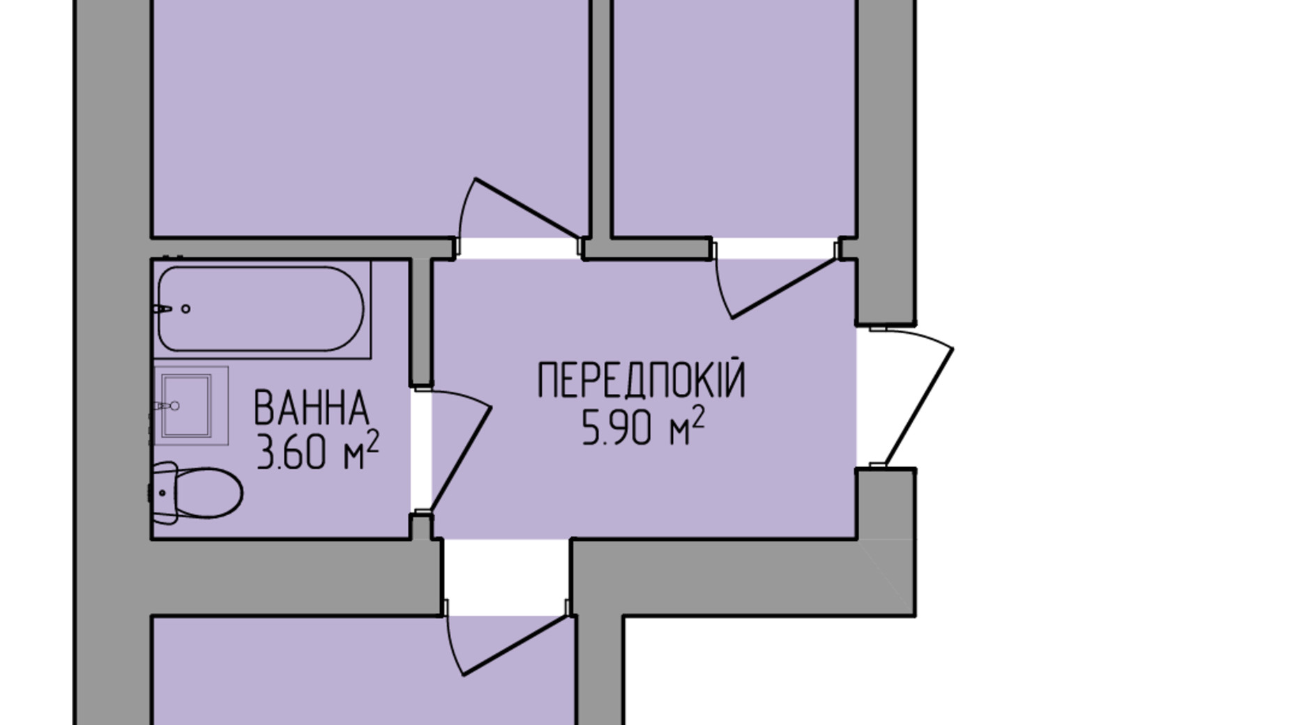 Планировка 2-комнатной квартиры в ЖК Мира 62.85 м², фото 620334