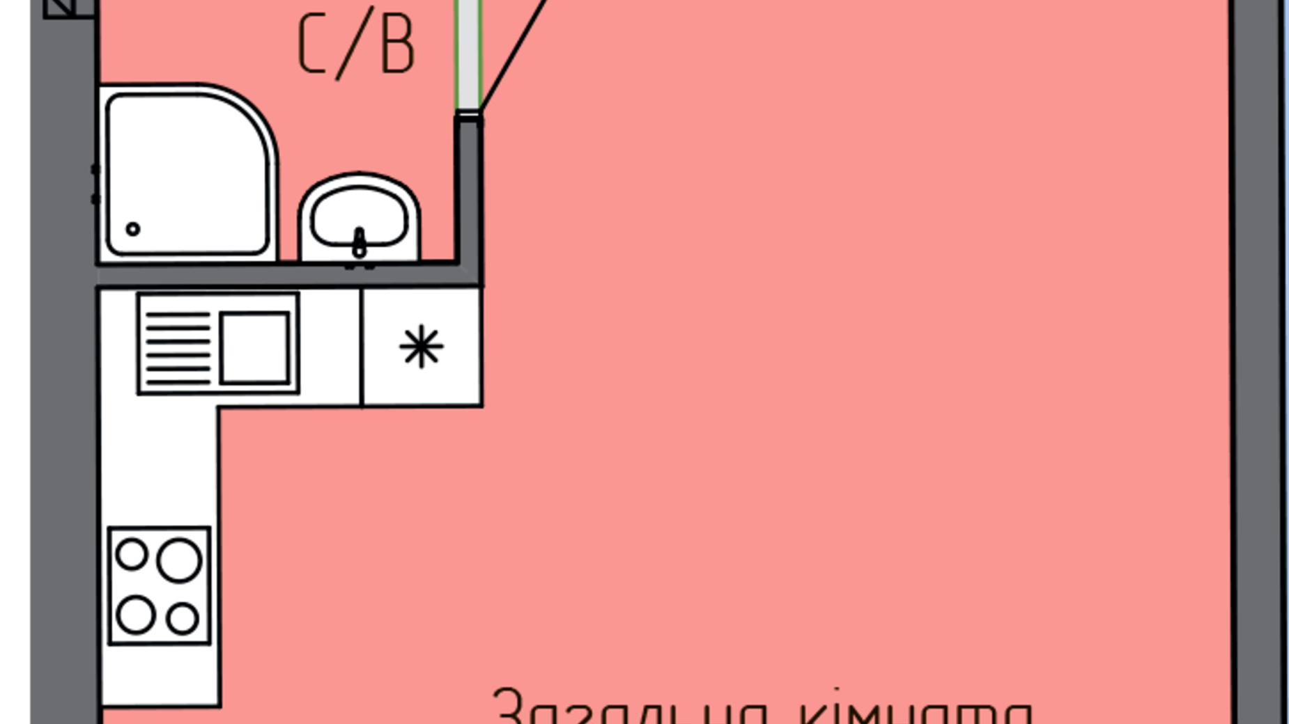 Планировка 1-комнатной квартиры в Клубный дом Левобережный 30.3 м², фото 620489