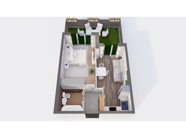 ЖК Orange Park: планування 1-кімнатної квартири 40.15 м²