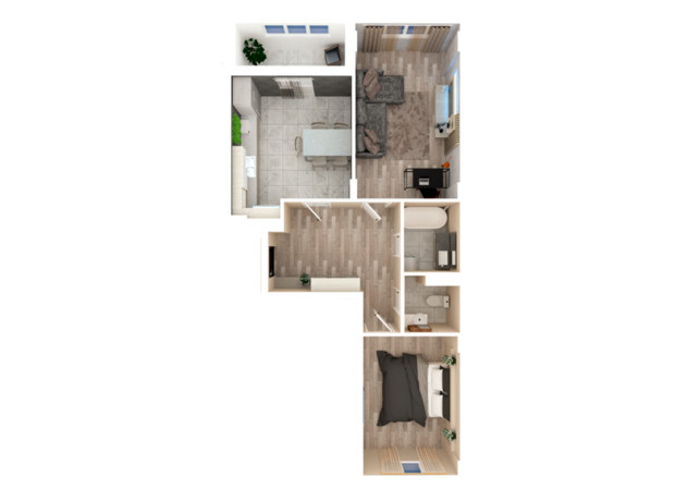 ЖК Orange Park: планировка 2-комнатной квартиры 56.55 м²