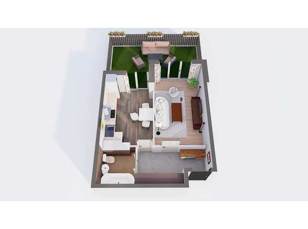 ЖК Orange Park: планування 1-кімнатної квартири 45.25 м²