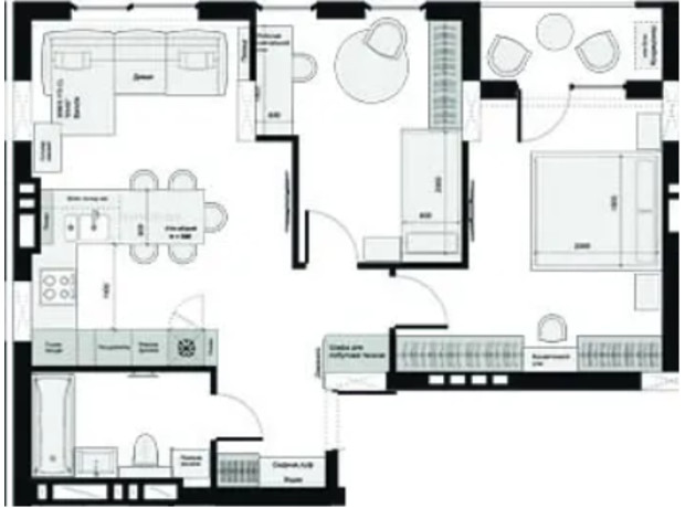 ЖК Набережный квартал: планировка 2-комнатной квартиры 67 м²