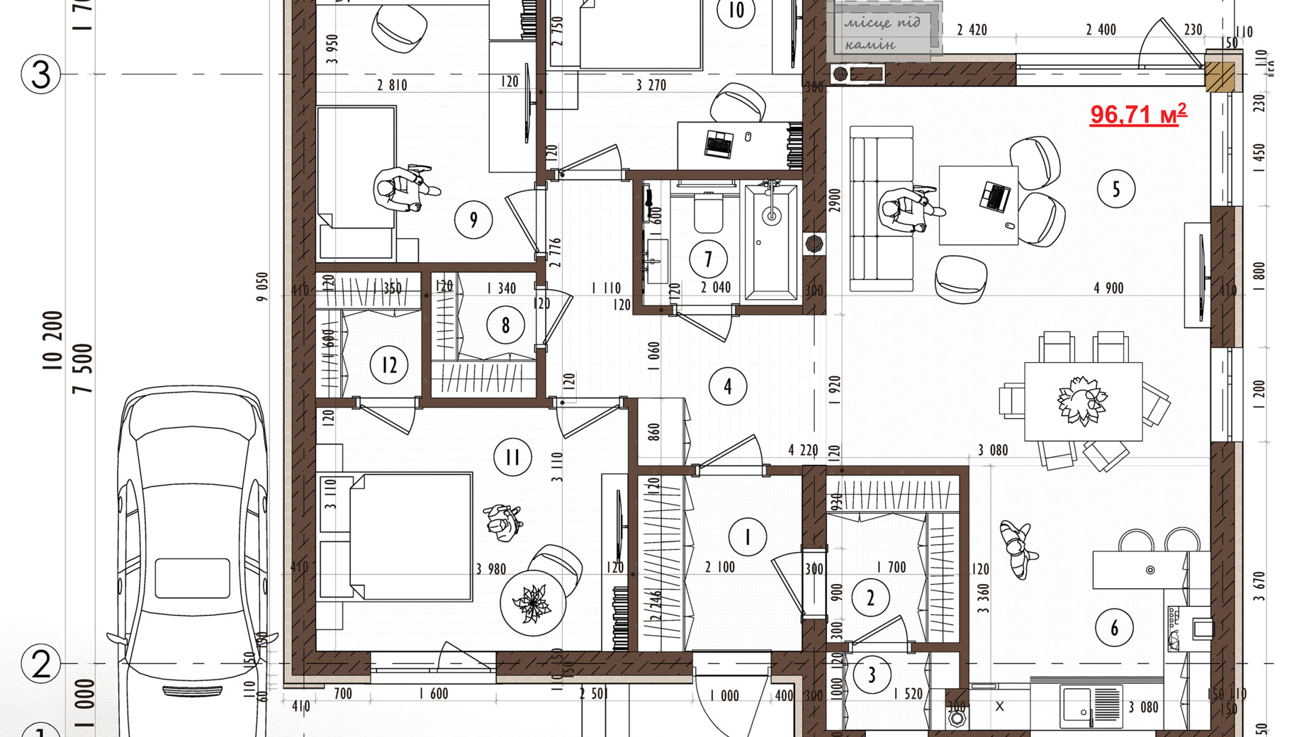 Планировка коттеджа в КГ Sвой Dом 100.73 м², фото 620791