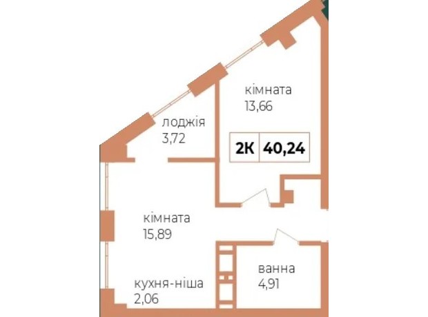 ЖК Fenix: планування 1-кімнатної квартири 40.24 м²