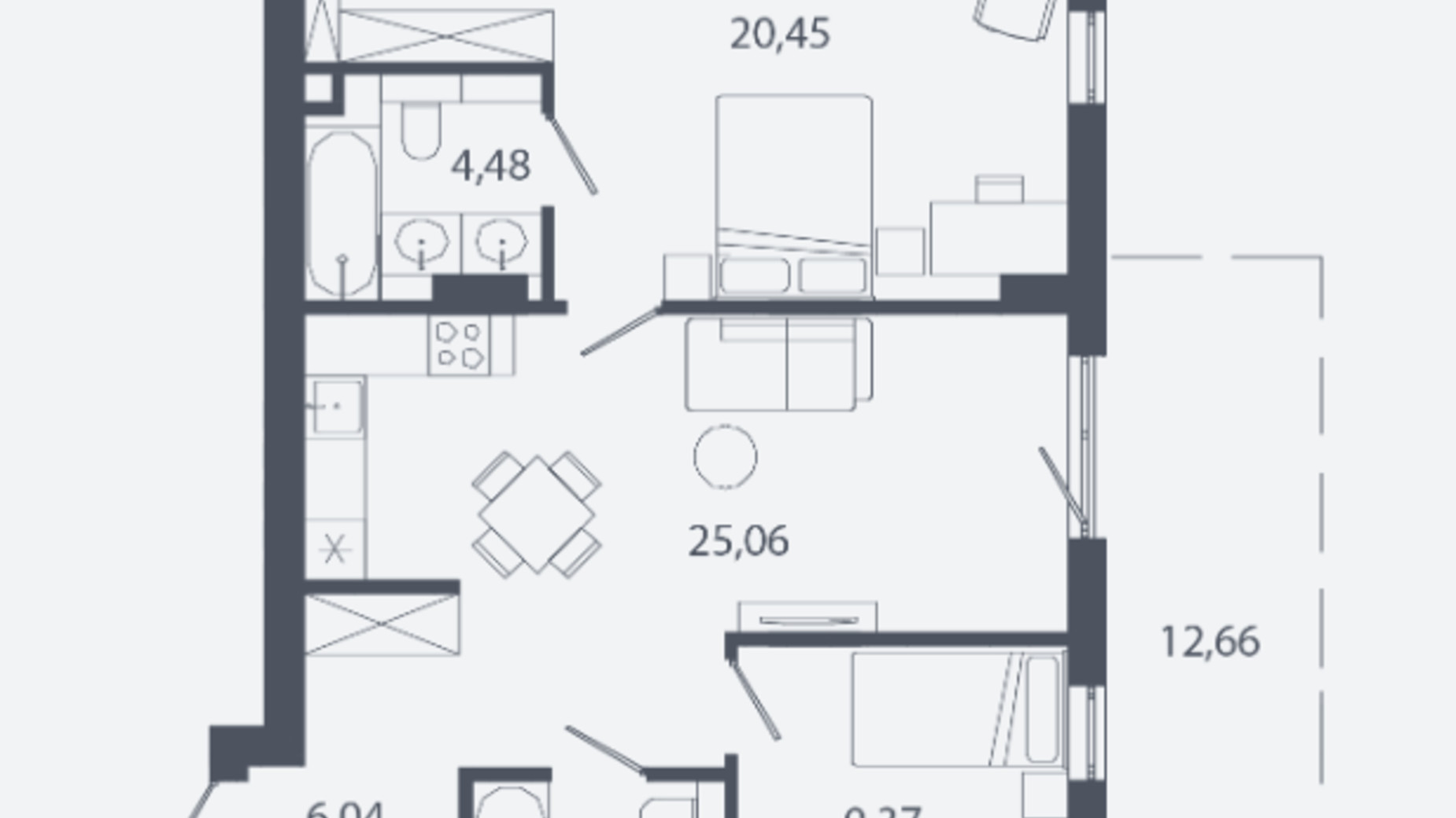 Планування 2-кімнатної квартири в ЖК Шелест 73.37 м², фото 621320