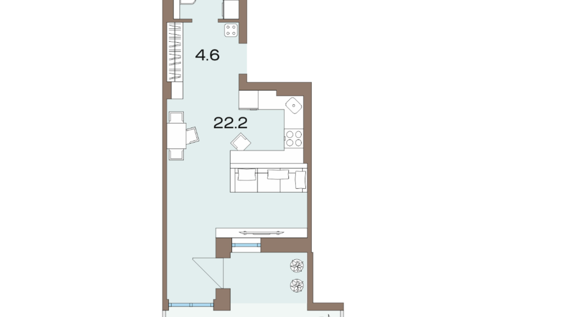 Планировка 1-комнатной квартиры в ЖК Соуренж 39.2 м², фото 621352
