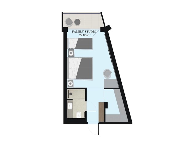 Апарт-готель Green Rest: планировка 1-комнатной квартиры 29.86 м²