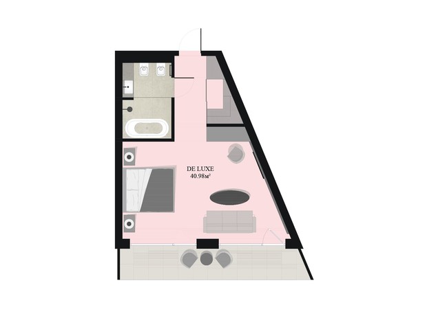 Апарт-готель Green Rest: планировка 1-комнатной квартиры 40.98 м²