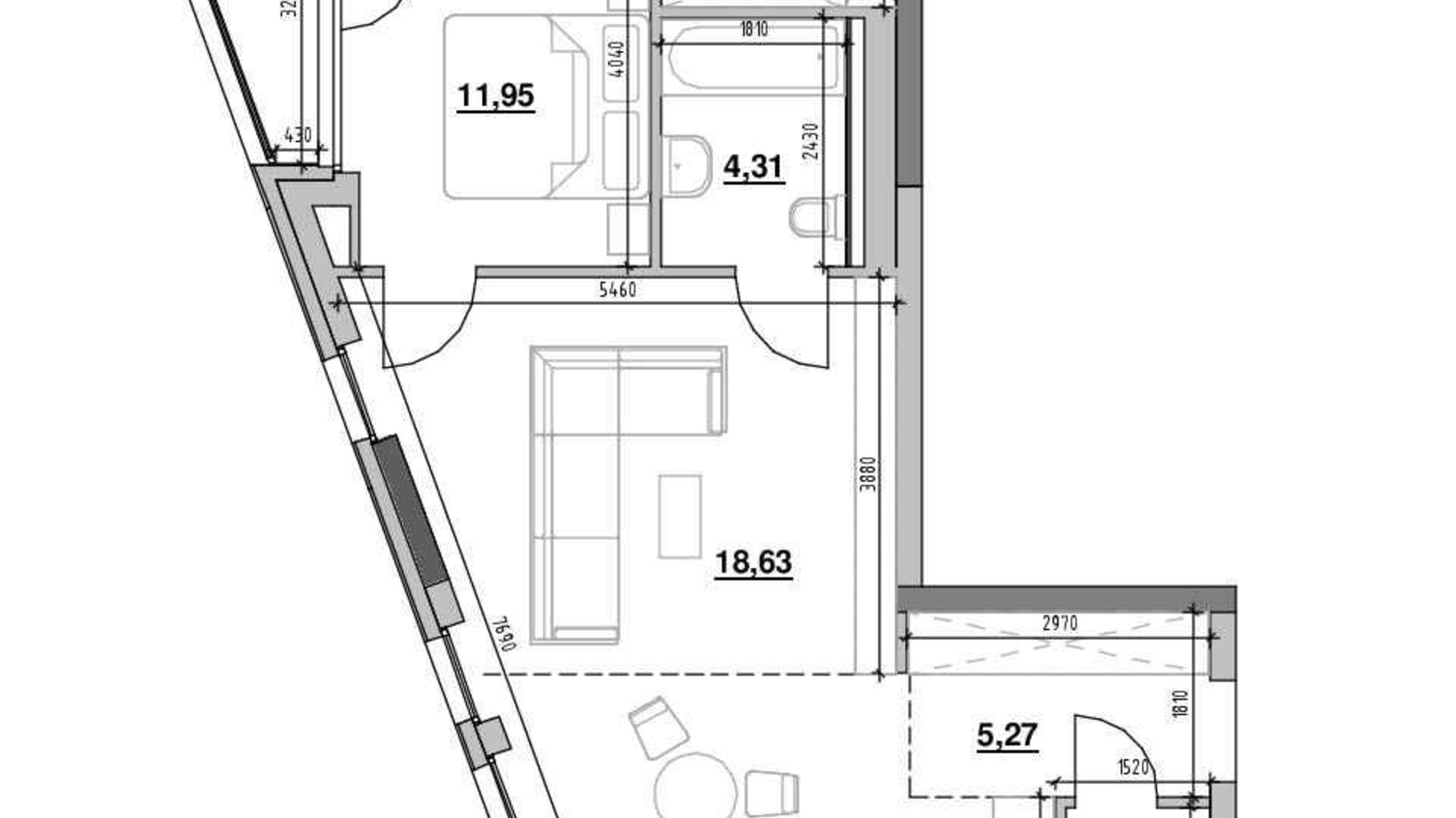 Планировка 1-комнатной квартиры в ЖК Шенген 64.61 м², фото 622218