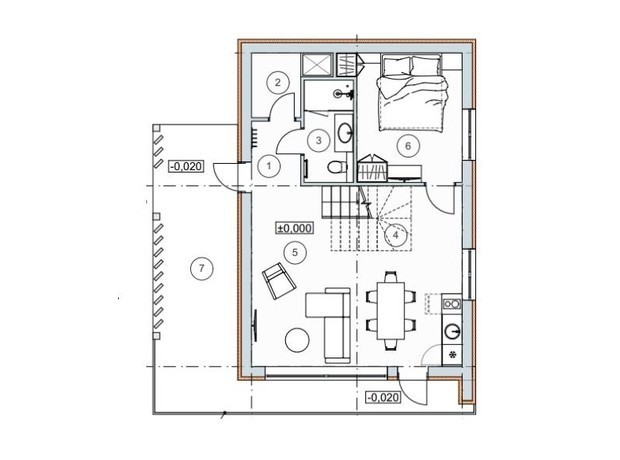 КМ Beskid Home Resort: планування 3-кімнатної квартири 121.74 м²