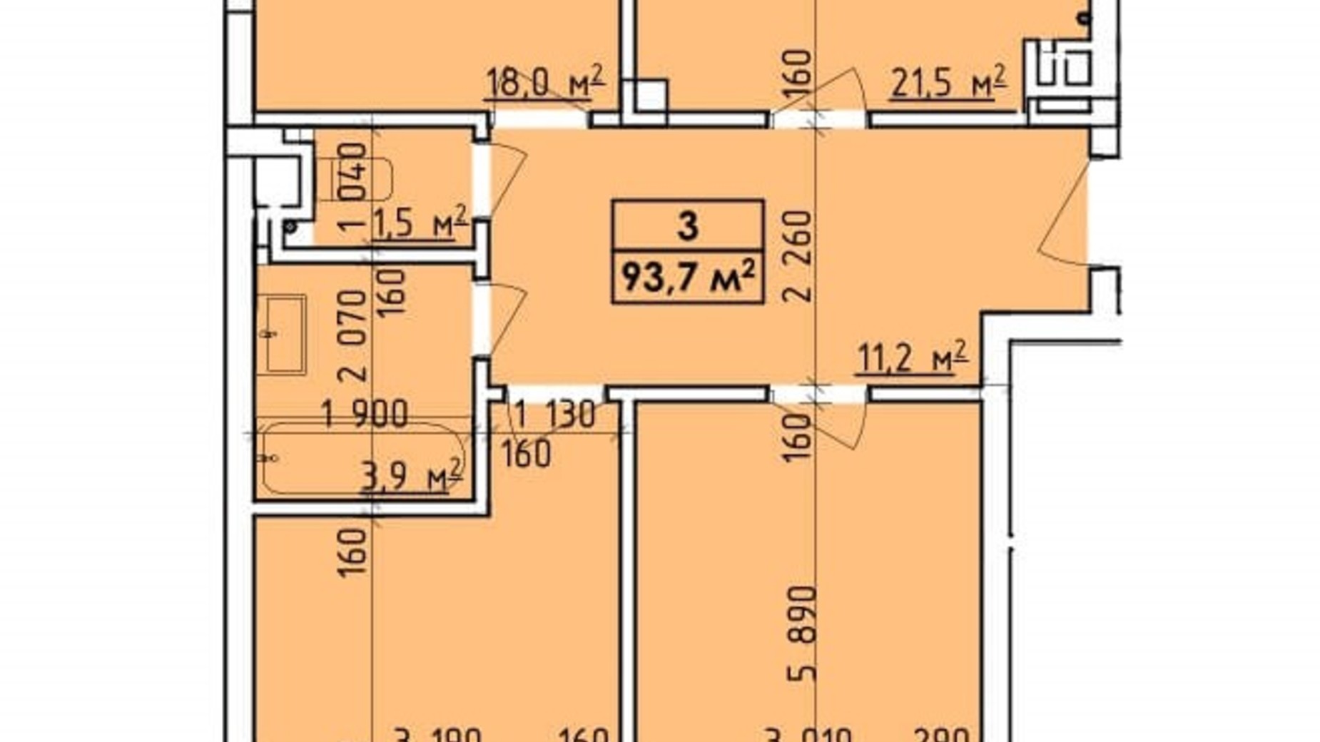Планування багато­рівневої квартири в ЖК Віденський Квартал 93.7 м², фото 623123