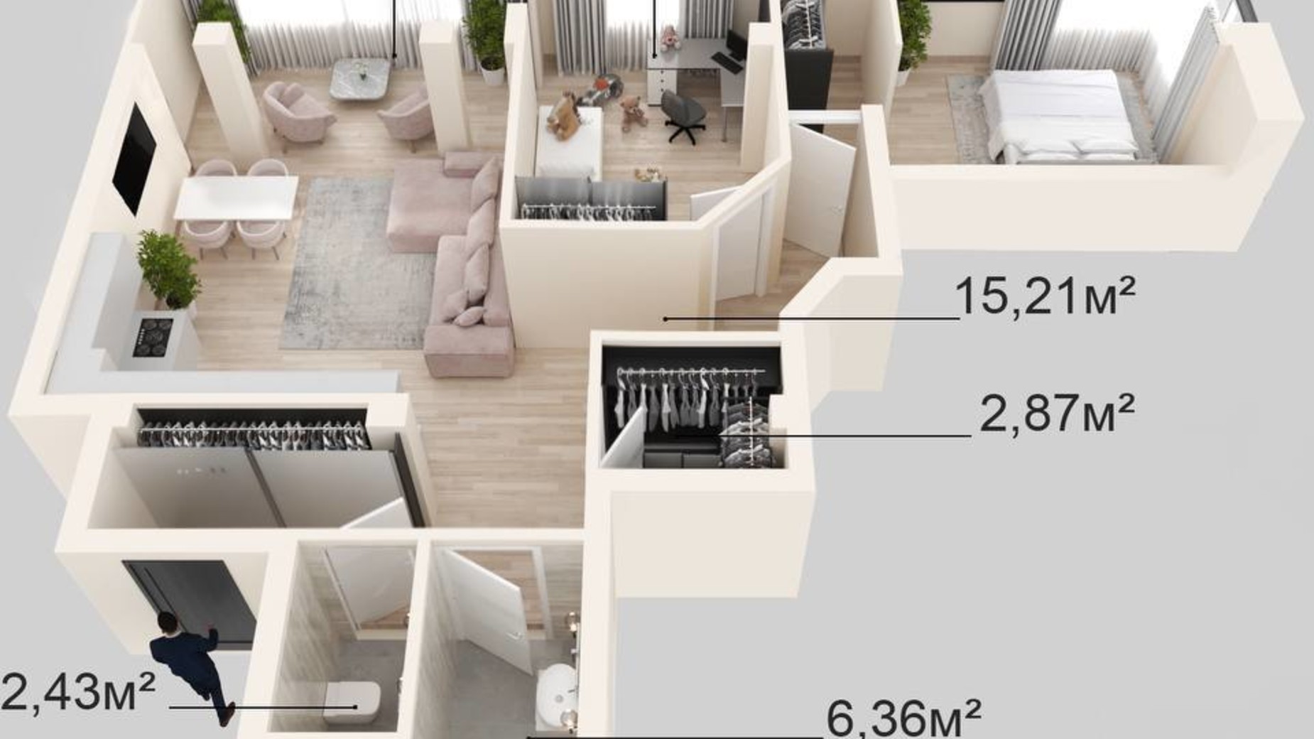 Планировка 3-комнатной квартиры в Клубный дом Donjon 93.77 м², фото 623157