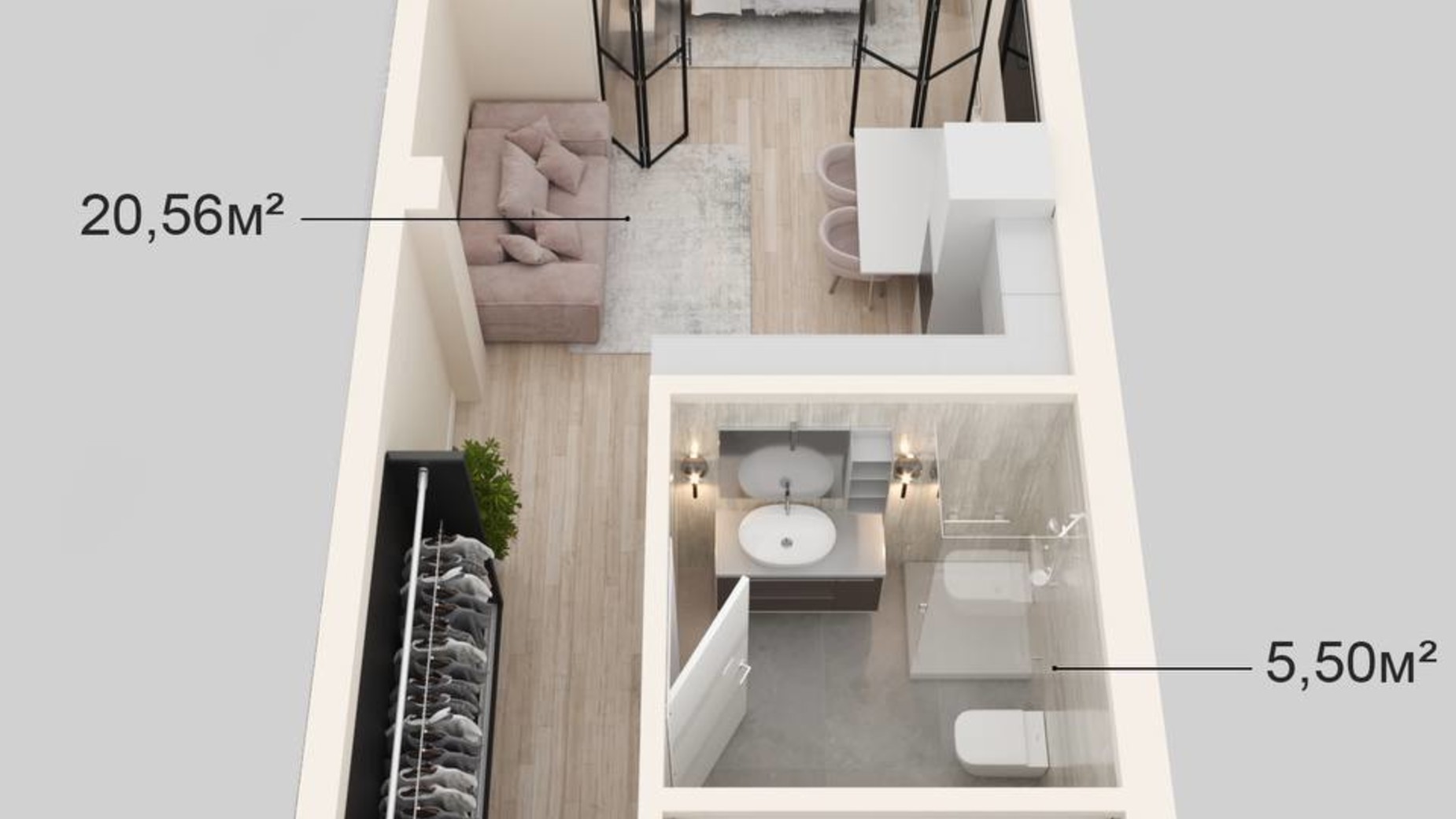 Планування 1-кімнатної квартири в Клубний будинок Donjon 38.39 м², фото 623158