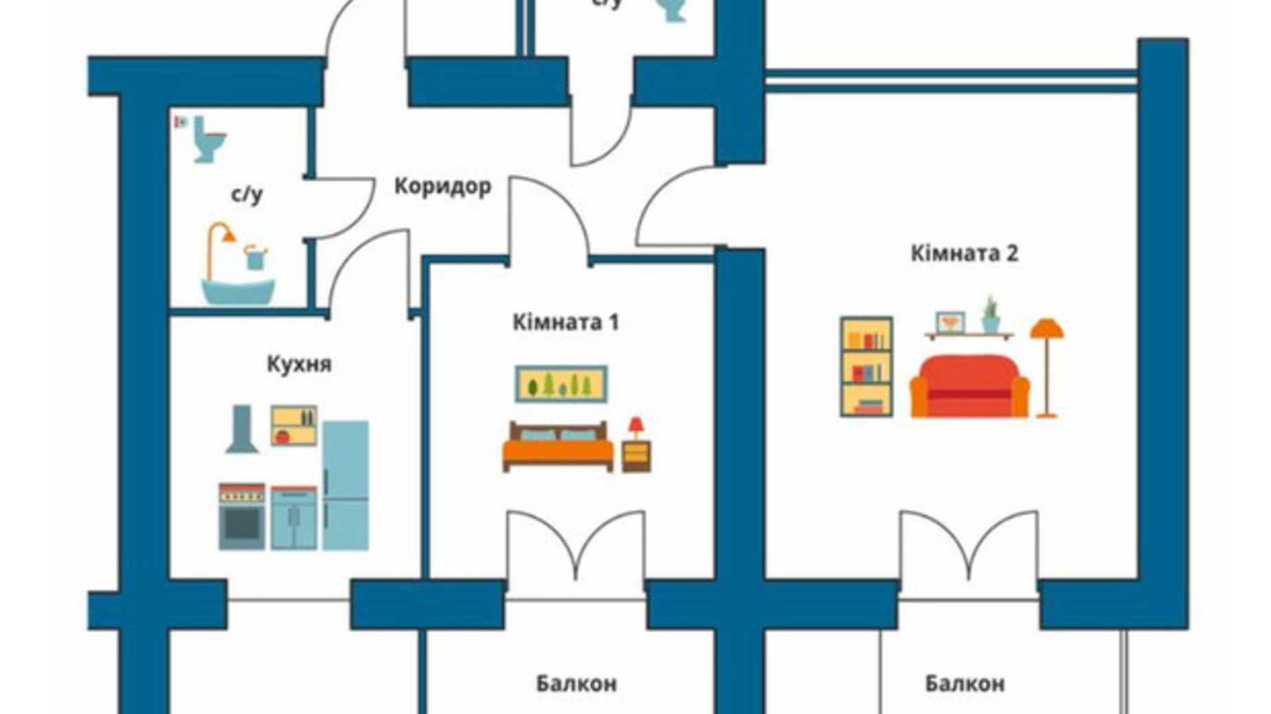 Планировка свободная планировка квартиры в ЖК Новый Эдем 62.2 м², фото 623162