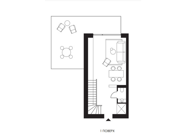 Таунхаус Shelest Hutir: планировка 2-комнатной квартиры 75 м²