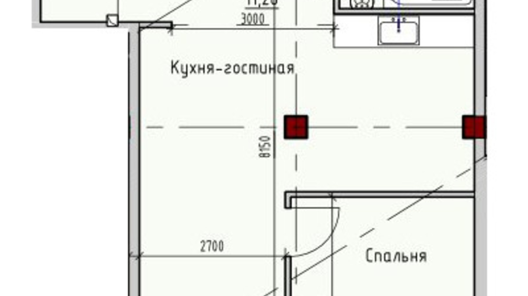 Планування 1-кімнатної квартири в ЖК ITown 57.2 м², фото 623462