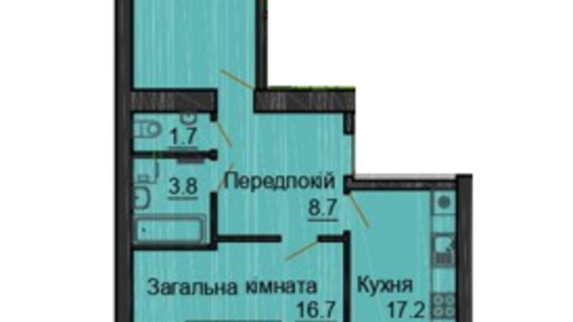 Планировка 2-комнатной квартиры в ЖК Sofia Nova 65.2 м², фото 623579