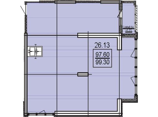 ЖК Посейдон: планировка 3-комнатной квартиры 99.3 м²