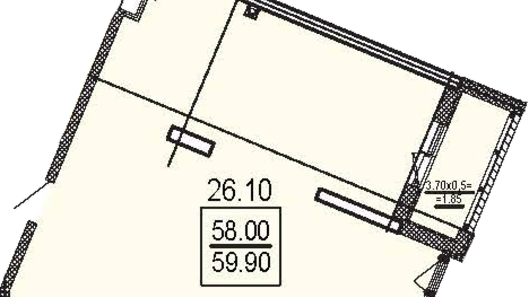 Планування 1-кімнатної квартири в ЖК Посейдон 59.9 м², фото 623663