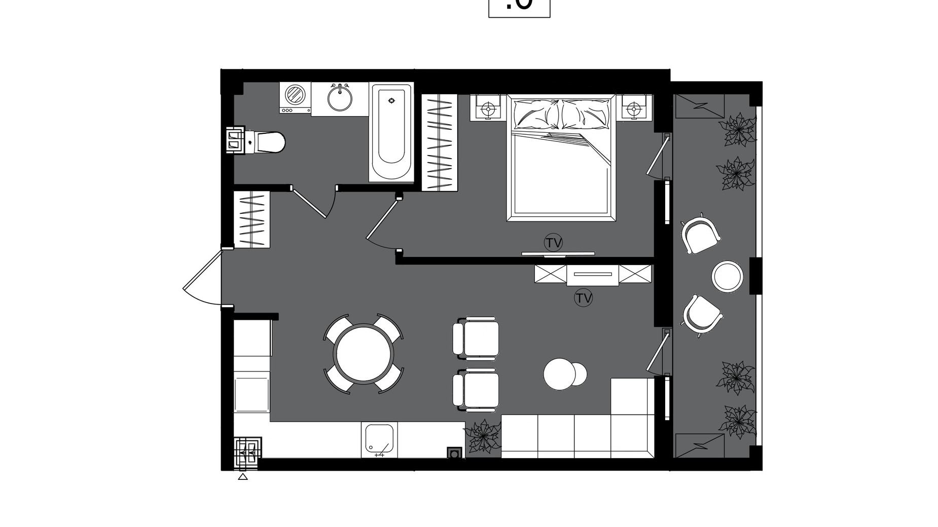 Планировка 1-комнатной квартиры в ЖК Посейдон 45.65 м², фото 623727