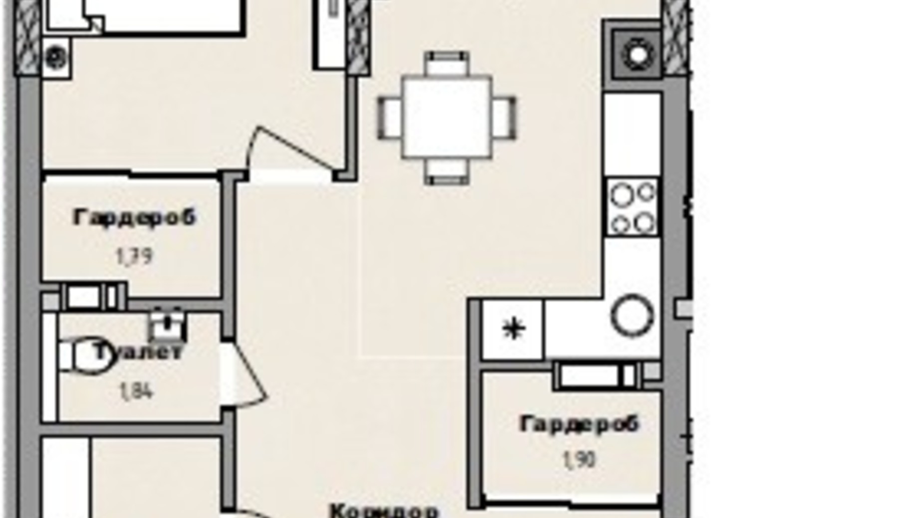 Планування 3-кімнатної квартири в ЖК Art29 72.5 м², фото 623935