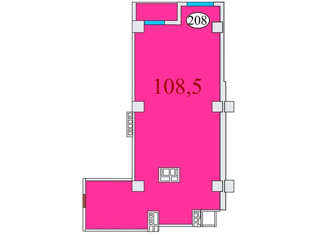 ЖК Баку: планировка 3-комнатной квартиры 108.5 м²
