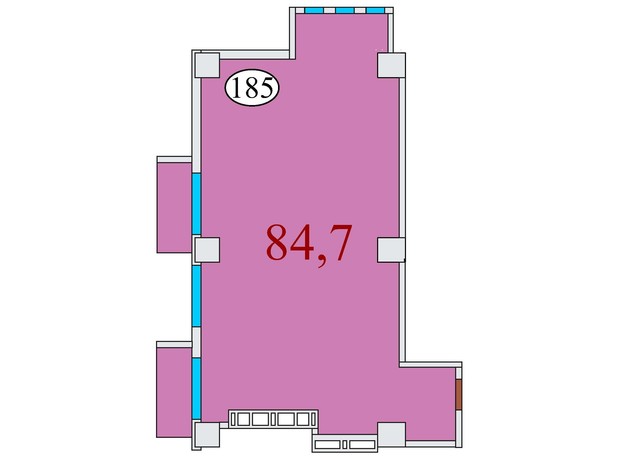 ЖК Баку: планировка 2-комнатной квартиры 84.7 м²