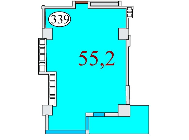 ЖК Баку: планування 1-кімнатної квартири 55.2 м²