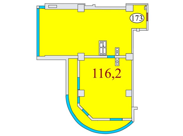 ЖК Баку: планування 3-кімнатної квартири 116.2 м²