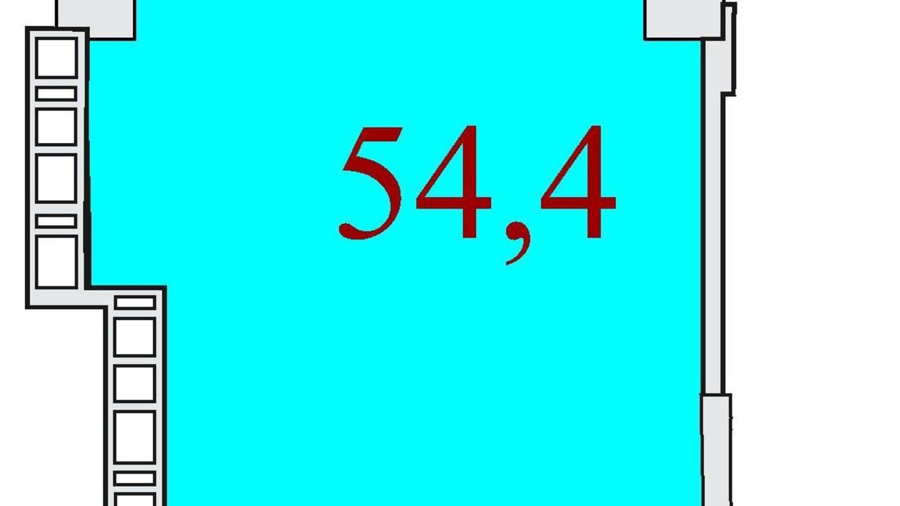 Планировка 1-комнатной квартиры в ЖК Баку 54.4 м², фото 624199