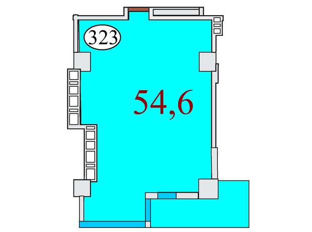 ЖК Баку: планування 1-кімнатної квартири 54.5 м²