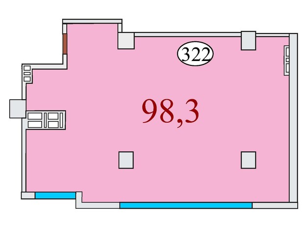 ЖК Баку: планировка 1-комнатной квартиры 98.3 м²