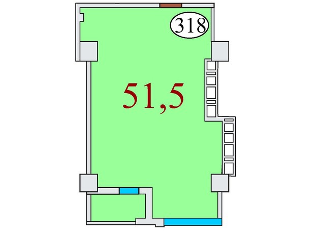 ЖК Баку: планування 1-кімнатної квартири 51.5 м²