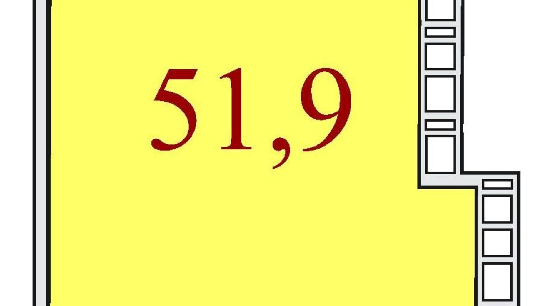 Планировка 1-комнатной квартиры в ЖК Баку 51.9 м², фото 624227