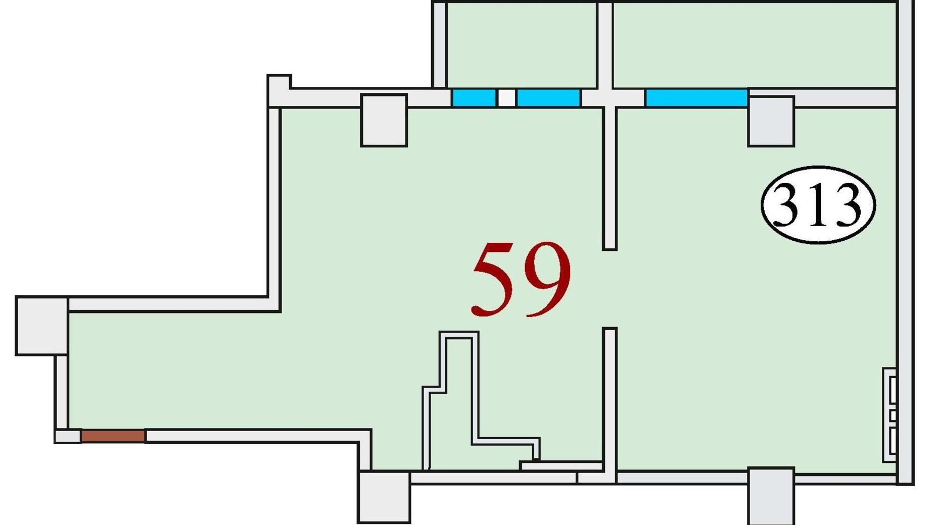 Планировка 1-комнатной квартиры в ЖК Баку 59 м², фото 624230