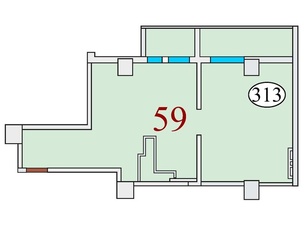 ЖК Баку: планировка 1-комнатной квартиры 59 м²