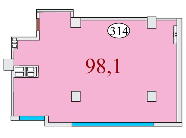 ЖК Баку: планировка 3-комнатной квартиры 98.1 м²