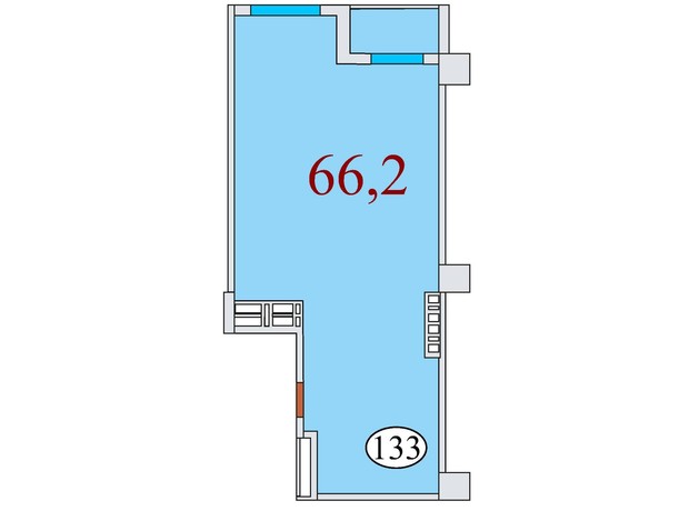 ЖК Баку: планування 2-кімнатної квартири 66.2 м²