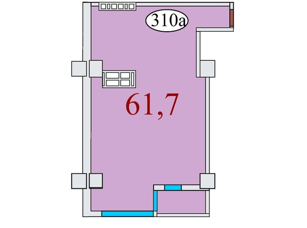 ЖК Баку: планировка 1-комнатной квартиры 61.7 м²