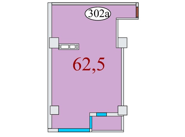 ЖК Баку: планировка 1-комнатной квартиры 62.5 м²