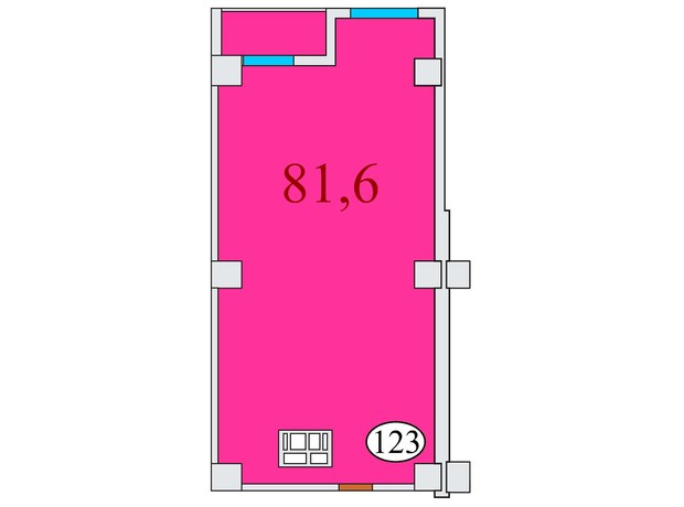 ЖК Баку: планировка 2-комнатной квартиры 81.6 м²