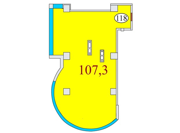 ЖК Баку: планировка 3-комнатной квартиры 107.3 м²